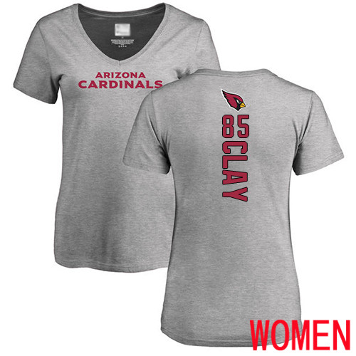 Arizona Cardinals Ash Women Charles Clay Backer V-Neck NFL Football #85 T Shirt